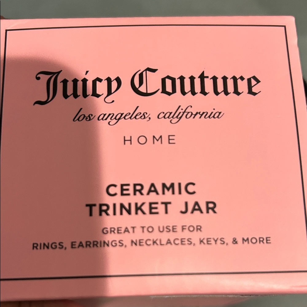 Juicy Couture Black and White Ceramic Jar with Pink Accents NIB - Picture 3 of 8